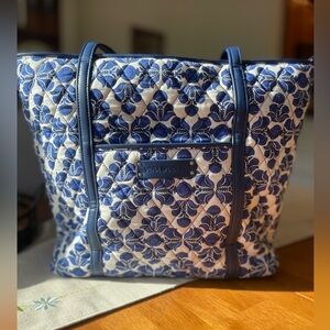 Vera Bradley trimmed tote in Cobalt Tile